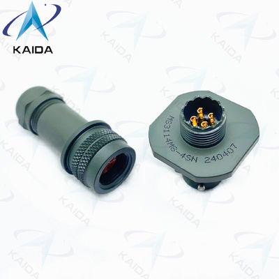 Miniatuurconnector van aluminiumlegering met 4 soldeercontacten Olijfgroen Cadmium Afwerking MS3114M8-4SN Hermetische achterkant
