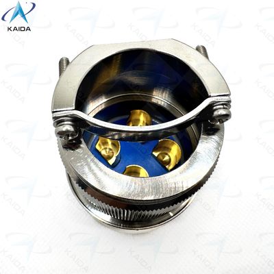 Elektroless Nickel Shell Circulaire Electrical Connector 100A Current Rating For Heavy Duty Machinery. Ontworpen als Push-Pull Locking Mechanism Regenbestendig Stofbestendig En Beschermende Shell