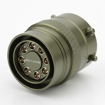 Aluminium MIL DTL 38999 aangepaste cirkelvormige connector met 8 pinnen van toepassing op RF-contacten.J599-T-21-8-JC400