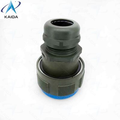 RJFTV6MG Olijfgroen Cadmium Afwerking. Stekker met Metalen Kabelwartel. Tri Start Schroefkoppeling (MIL-DTL-38999 serie III type) met anti-ontkoppelingsmechanisme - Shell maat 19